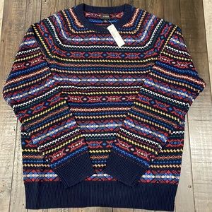 J. Crew Multicolor Patterned Crewneck Sweater